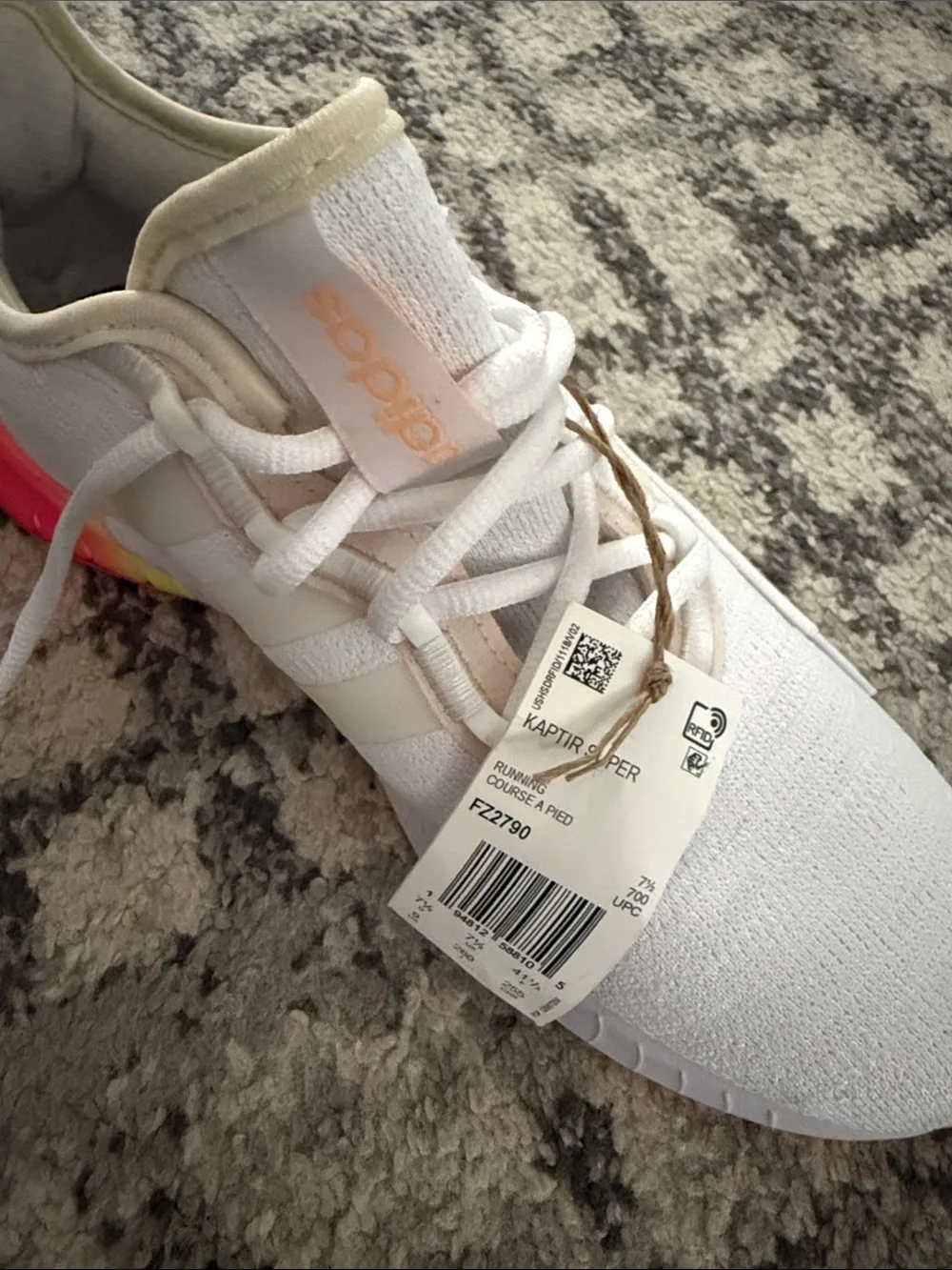 Women’s White Adidas’s Athletic Sneakers with Neon Accent